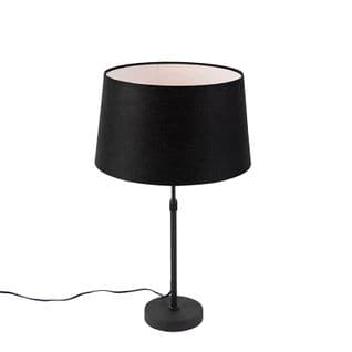 Lampe De Table Noir Avec Abat-jour En Lin Noir 35 Cm Réglable - Parte