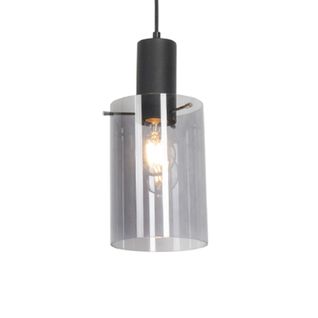 Suspension Vintage Noire Avec Verre Fumé - Vidra