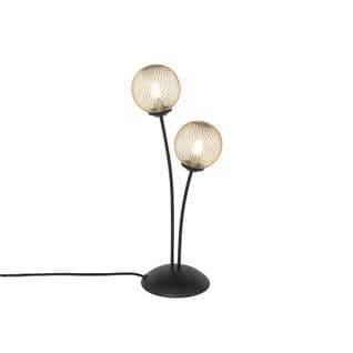 Lampe De Table Moderne Noire à 2 Lumières Dorées - Athens Wire