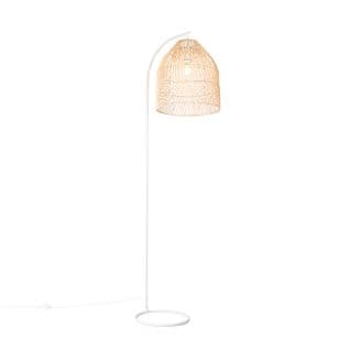 Lampadaire Country Blanc Avec Rotin - Sam