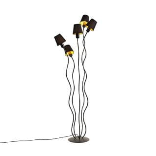 Lampadaire Design Noir 5 Lumières Avec Abat-jour à Pince - Wimme