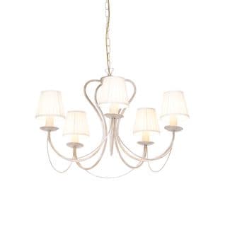 Lustre Taupe Avec Capuchon à Pince Plissée Crème 5 Lumières - Como