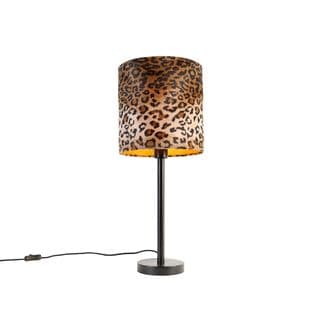 Lampe De Table Moderne Noire Avec Abat-jour Léopard 25 Cm - Simplo
