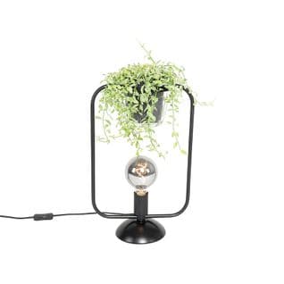 Lampe De Table Moderne Rectangulaire Noire Avec Pot En Verre - Roslini