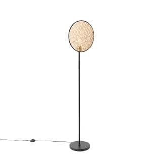 Lampadaire Rural Noir Avec Rotin 35 Cm - Kata