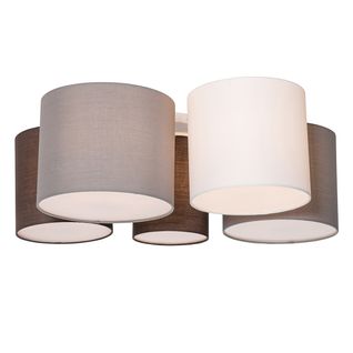 Plafonnier Blanc Gris Et Marron 5 Lumières - Multidrum