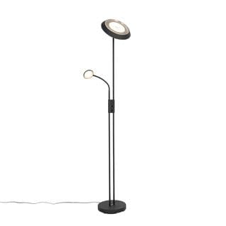 Lampadaire Noir Avec LED Et Variateur Avec Lampe De Lecture - Fez
