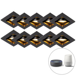 Lot De 10 Spots Encastrables Intelligents Noirs Avec Wifi Gu10 - Qure