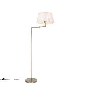 Lampadaire En Acier Avec Abat-jour Plissé Blanc Et Bras Réglable - Ladas Deluxe