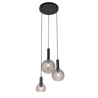 Lampe à Suspension Design Noire Avec Verre Fumé 3 Lumières - Chico