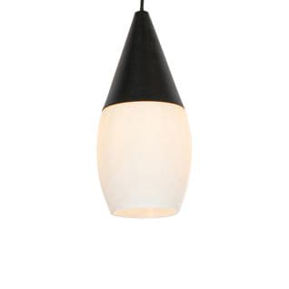 Lampe à Suspension Moderne Noire Avec Verre Opale - Drop