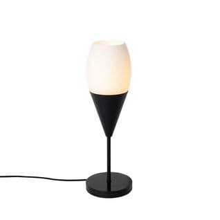 Lampe De Table Moderne Noire Avec Verre Opale - Drop