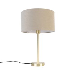 Lampe De Table Classique Laiton Avec Abat-jour Marron Clair 35 Cm - Simplo