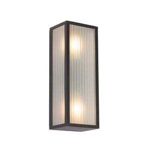 Applique D'extérieur Noire Avec Verre Nervuré 2 Lumières Ip44 - Charlois