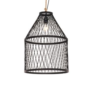 Lampe Suspendue D'extérieur Rurale En Rotin Noir 40x55 Cm - Calamus