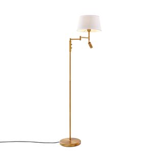 Lampadaire En Bronze Avec Abat-jour Blanc Et Liseuse Orientable - Ladas