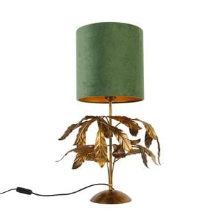 Lampe De Table Vintage Or Antique Avec Abat-jour Vert - Tilleul