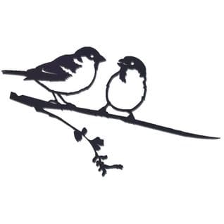 Oiseaux Sur Pique Couple De Moineaux En Acier Corten Hauteur 14cm