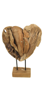 Sculpture Coeur En Bois (s) - Naturel 28*9*42