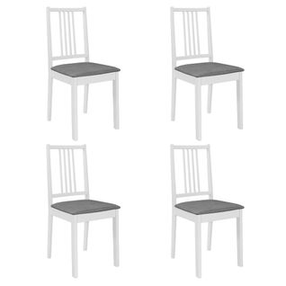 Chaises à Manger Lot De 4 Avec Coussins Blanc Bois Solide Siège Cuisine Dîner Intérieur