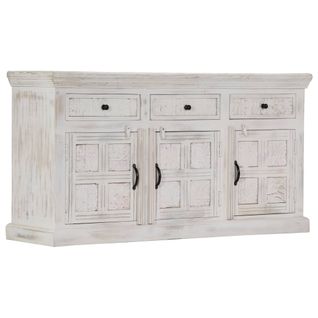 Buffet Blanc 140x40x74 Cm Bois De Manguier Massif