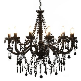 Lustre Avec Perles Noir 12 Ampoules E14