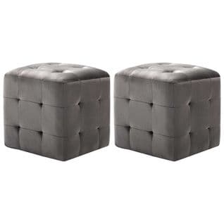 2 PCs Tables De Chevet Gris 30x30x30 Cm Tissu Velours