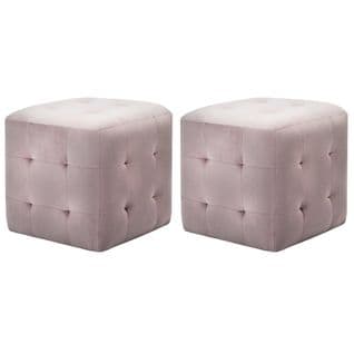 2 PCs Tables De Chevet Rose 30x30x30 Cm Tissu Velours