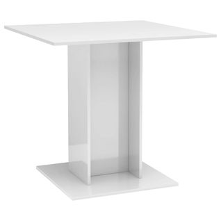 Table De Salle à Manger Blanc Brillant 80x80x75 Cm Aggloméré