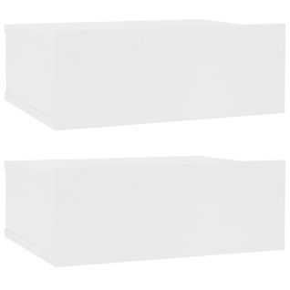 Vidaxl Tables De Chevet 2 Pcs Avec Tiroir Flottantes Blanc 40x30x15 Cm Bois D'ingénierie Armoires