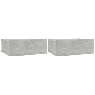 Tables De Chevet Flottantes 2 Pcs Gris Béton Bois D'ingénierie