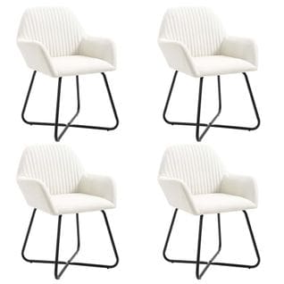 Chaises À Manger Lot De 4 Crème Tissu