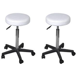 Tabourets De Bureau 2 PCs Blanc 35,5x84 Cm Similicuir