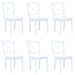 Chaises à Manger Lot De 6 Blanc Bois D'hévéa Massif