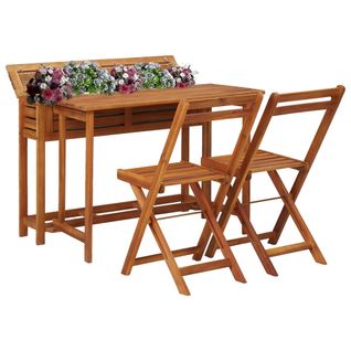 Table De Balcon Avec 2 Chaises De Bistro Bois D'acacia Massif