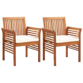 Chaises à Dîner De Jardin Et Coussins 2pcs Bois D'acacia Massif