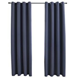 Rideaux Occultants Avec Anneaux Métal 2pcs Anthracite 140x225cm