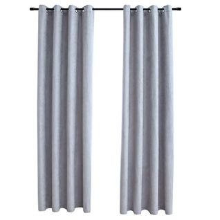 Rideaux Occultants Avec Anneaux En Métal 2 PCs Gris 140x175 Cm