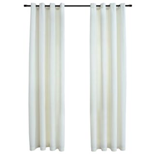 Rideaux Occultants Avec Anneaux 2 PCs Velours Crème 140x175 Cm