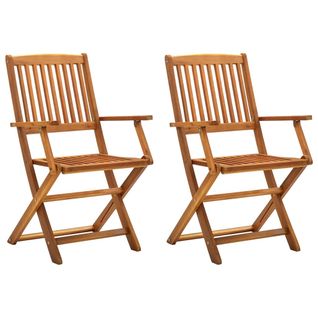 Chaises Pliables D'extérieur 2 Pièces Bois D'acacia Solide