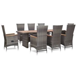 Mobilier À Dîner De Jardin 9pcs Et Coussins Résine Tressée Gris