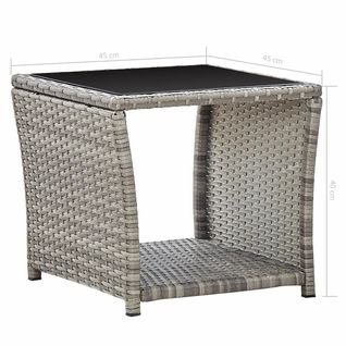 Table Basse De Jardin Avec Plateau En Verre - 45x45x40 Cm - Gris Clair