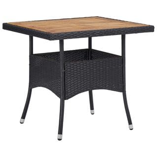 Table D'extérieur Noir Résine Tressée Et Bois D'acacia Solide