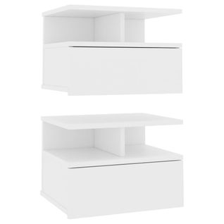 Vidaxl Tables De Chevet 2 Pcs Avec Tiroir Flottantes Blanc 40x31x27 Cm Bois D'ingénierie Armoires