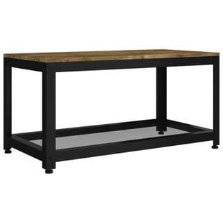 Table Basse Marron Foncé Et Noir 90x45x45 Cm Mdf Et Fer