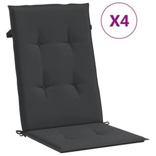 Coussins De Chaise De Jardin À Dossier Haut Lot De 4 Noir Tissu