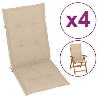 Coussins De Chaise De Jardin Dossier Haut Lot De 4 Beige Tissu