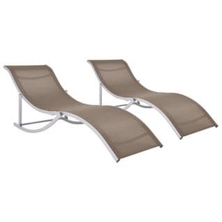 Chaises Longues Pliables 2 PCs Taupe Textilène