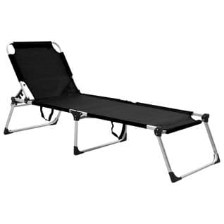 Chaise Longue Pliable Extra Haute Pour Seniors Noir Aluminium