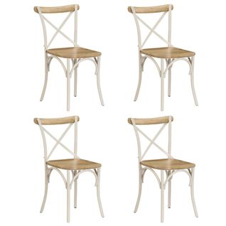 Chaises À Dossier Croisé Lot De 4 Blanc Bois De Manguier Massif